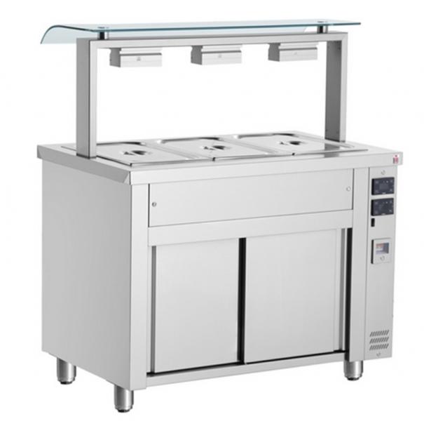 Bain Marie επιδαπέδιο με μονό Sneeze Guard 141cm
