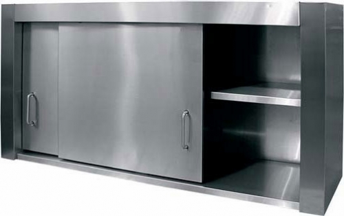 Ποτηριέρα με διπλές συρόμενες INOX πόρτες 190x40x70 ETS319A